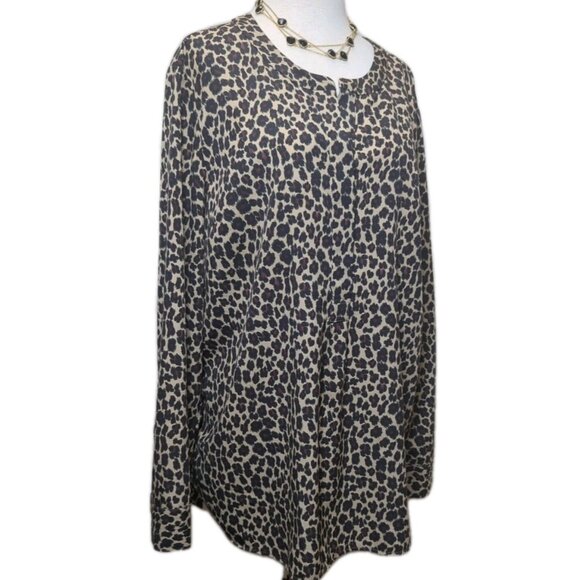 Talbots Women's Top XL Leopard Print Animal Goth Office Cocktail Classy Casual - Picture 2 of 11